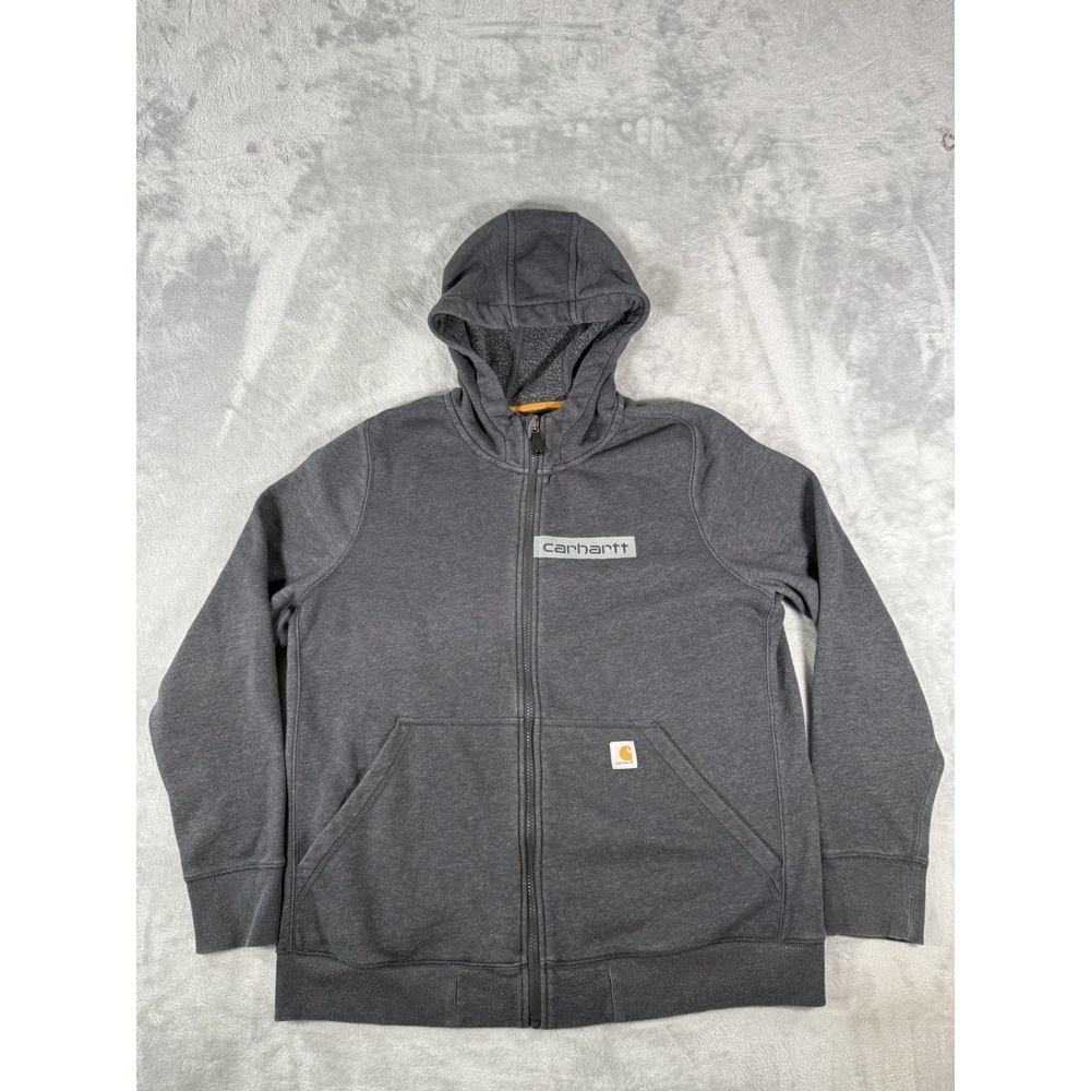 Carhartt Force Sweatshirt Womens XL 16-18 Grey‎ Slightly Fitted Full Zip Hooded